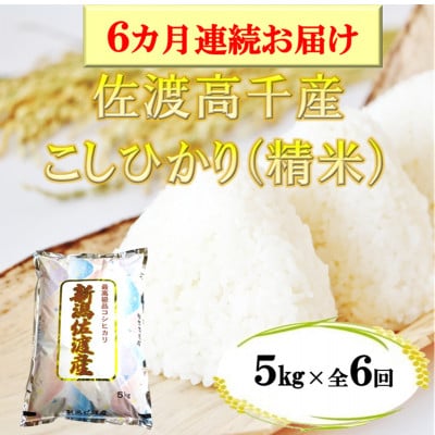 【毎月定期便】佐渡産こしひかり 5kg(精米)全6回