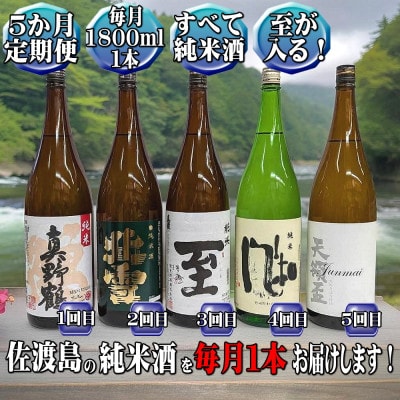 【毎月定期便】至が入る!　佐渡の純米酒　1800ml×1本 全5回