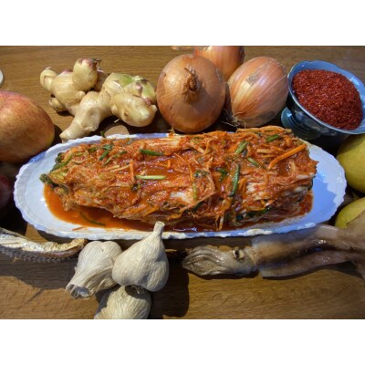 佐渡産食材の無添加キムチ　紅白セット+旬のおまかせキムチ3パック(計5パック)