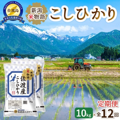 【毎月定期便】新潟米物語佐渡産コシヒカリ10kg(5kg×2)全12回