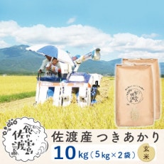 【令和5年産】佐渡島産つきあかり 玄米10Kg (5Kg&times;2袋)～農薬5割減～