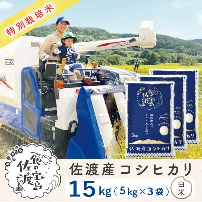 【令和6年産】佐渡島産コシヒカリ 白米15Kg(5Kg×3袋) 特別栽培米