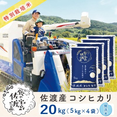 【令和5年産】佐渡島産コシヒカリ 無洗米20kg(5kg×4袋) 特別栽培米