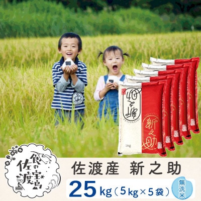 【令和6年産】佐渡島産新之助 精米(無洗米) 25kg(5kg×5袋)