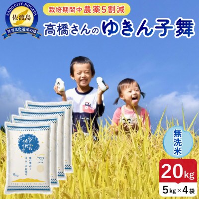 【新米】令和8年産 佐渡島産ゆきん子舞 無洗米20kg 栽培期間中農薬5割減 【食の宝島佐渡】