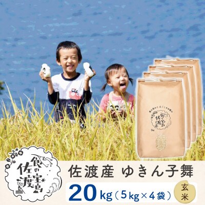 【令和5年産】佐渡島産ゆきん子舞 玄米20Kg(5Kg×4袋)