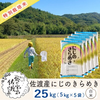 【令和5年産】佐渡島産にじのきらめき 白米25Kg(5Kg×5袋) 特別栽培米