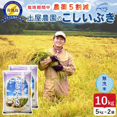 【新米】令和8年産 佐渡島産こしいぶき 無洗米10kg 土屋農園 農家直送 栽培期間中農薬5割減