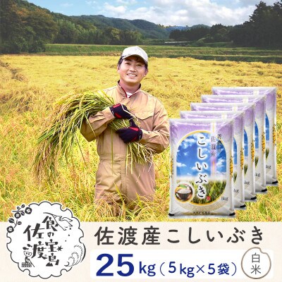 【令和5年産】佐渡島産こしいぶき 白米25Kg(5Kg×5袋) ～栽培期間中農薬5割減～