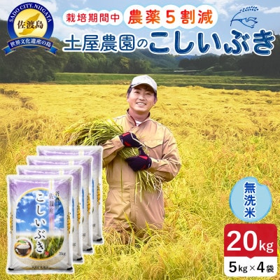 【新米予約】令和8年産 佐渡島産こしいぶき 無洗米20kg 土屋農園 農家直送 栽培期間中農薬5割減
