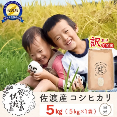 【訳あり】佐渡島のコシヒカリ中間米5kg 特別栽培米 生産者応援 ※エリア限定※
