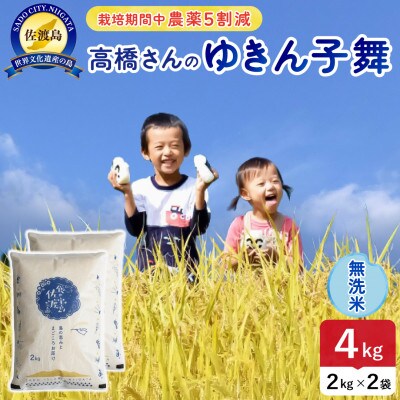 【新米予約】令和8年産 佐渡島産ゆきん子舞 無洗米4kg 栽培期間中農薬5割減 【食の宝島佐渡】
