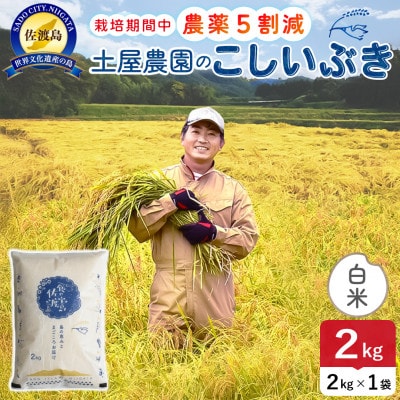 【新米予約】令和8年産 佐渡島産こしいぶき 白米2kg 土屋農園 農家直送 栽培期間中農薬5割減