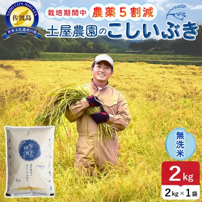 【新米予約】令和8年産 佐渡島産こしいぶき 無洗米2kg 土屋農園 農家直送 栽培期間中農薬5割減