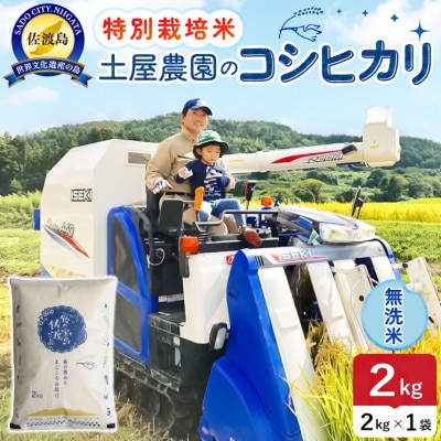 【新米予約】令和8年産 佐渡島産コシヒカリ 無洗米2Kg(2Kg×1袋) 土屋農園 特別栽培米