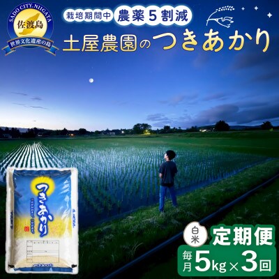 【毎月定期便】佐渡島産つきあかり 白米5kg 土屋農園 農家直送 栽培期間中農薬5割減　全3回