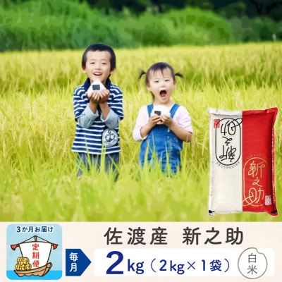 【毎月定期便】佐渡島産新之助 白米2Kg(2Kg×1袋)　全3回