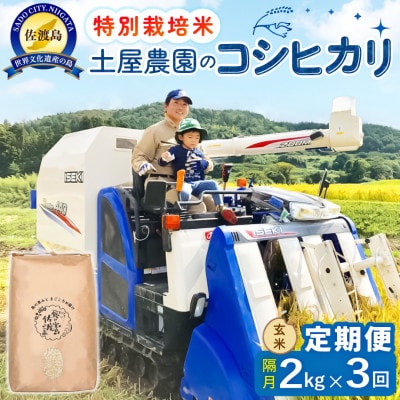 【2ヵ月毎定期便】佐渡島産コシヒカリ 玄米2kg 土屋農園 農家直送 特別栽培米　全3回