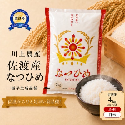 【毎月定期便】【新品種】佐渡産 なつひめ 4kg(2kg×2袋)精米　川上農産のお米全6回