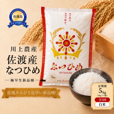 【毎月定期便】【新品種】佐渡産 なつひめ 5kg(精米)　川上農産のお米全3回
