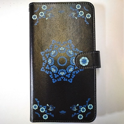 抗ウィルス　天平文様汎用手帳型スマートフォンケース　花鳥文　Mサイズ