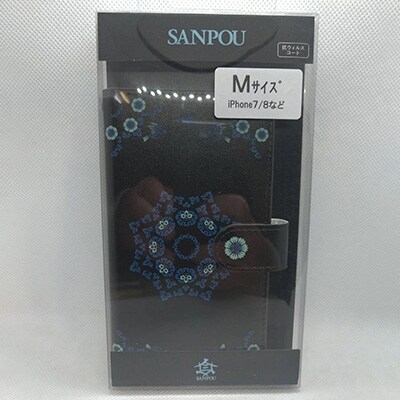 抗ウィルス　天平文様汎用手帳型スマートフォンケース　花鳥文　Mサイズ