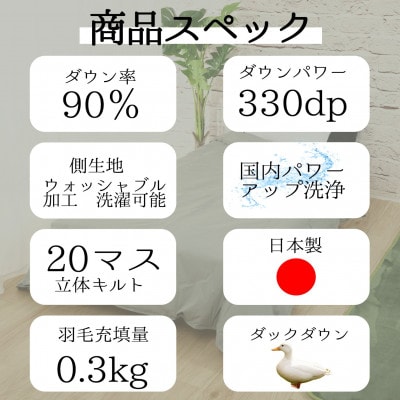 【春夏用】洗える羽毛肌掛け布団シングルサイズダウン90%0.3kg洗濯可能ネイビー2枚セット