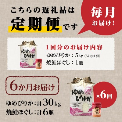 【令和7年新米先行受付】6ヶ月連続お届け!ゆめぴりか5kg 北海道 定期 贈答 鮭フレーク 特A