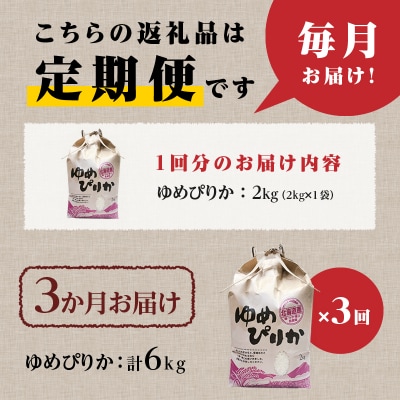 【令和7年新米先行受付】3ヶ月連続お届け!ゆめぴりか2kg 北海道 定期便 贈答 特A お弁当