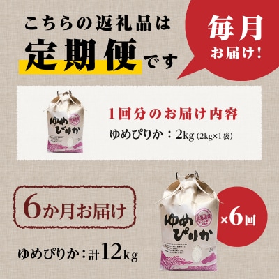 【令和7年産】6ヶ月連続お届け!ゆめぴりか2kg 特A ブランド米 米 白米 精米 北海道 定期便