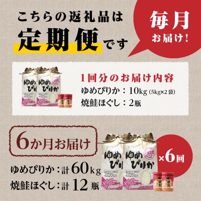 【令和7年新米先行受付】6ヶ月連続お届け!ゆめぴりか10kg 北海道 定期 贈答 鮭フレーク