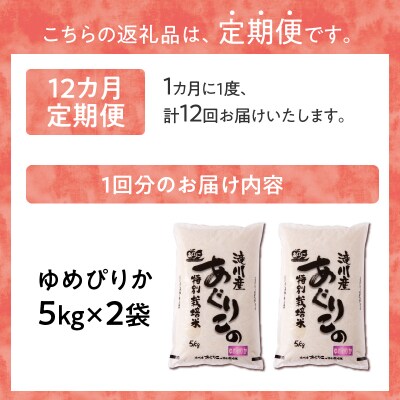 《令和7年産》特別栽培米ゆめぴりか 10kg×12ヵ月定期便 特A 減農薬 白米 北海道滝川市