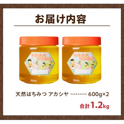 【北海道滝川産】高見養蜂場の純粋はちみつ(アカシヤ600g×2本)国産 天然 無添加 ハチミツ 蜂蜜