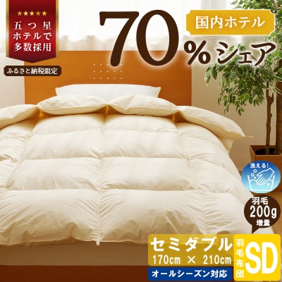 【セミダブル】5つ星高級ホテル多数採用 国内ホテル・旅館70%シェア 国産 羽毛布団 掛け布団