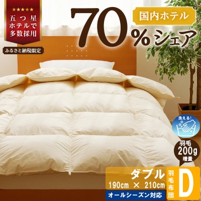 【ダブル】5つ星高級ホテル多数採用 国内ホテル・旅館70%シェア 国産 羽毛布団 掛け布団