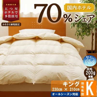 【キング】5つ星高級ホテル多数採用 国内ホテル・旅館70%シェア 国産 羽毛布団 掛け布団