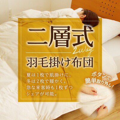 【自宅で洗える】デュエット式　羽毛掛布団　セミダブル