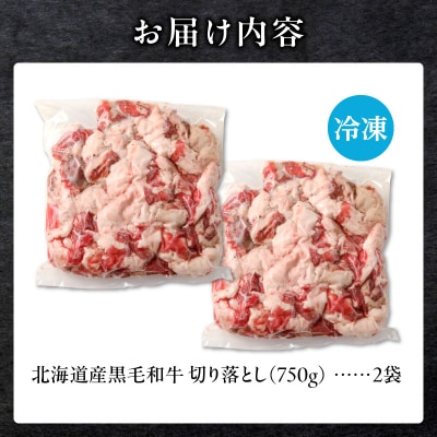 【訳あり】北海道産 黒毛和牛すじ切り落とし　750g×2袋|国産 冷凍 小分け パック 滝川市