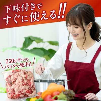 【訳あり】北海道産 黒毛和牛すじ切り落とし　750g×4袋|国産 冷凍 小分け パック 滝川市