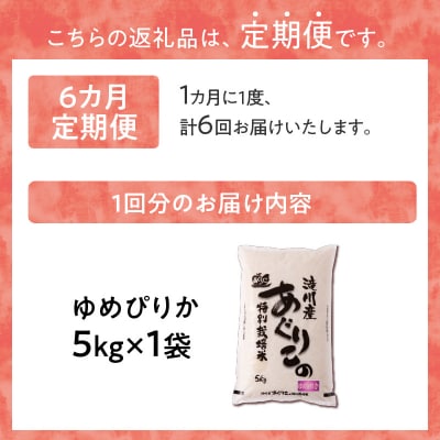《令和7年産》特別栽培米ゆめぴりか 5kg×6ヵ月定期便 特A 減農薬 白米 北海道滝川市