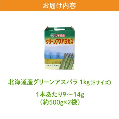 【2026年発送先行受付】北海道産グリーンアスパラ Sサイズ 1kg(500gx2袋) 産地直送