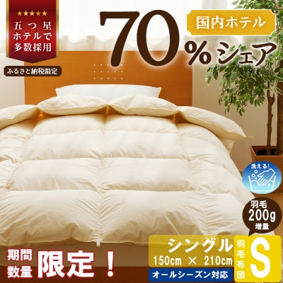 <レビューキャンペーン>9月1日から寄付額改定【数量限定】洗える 羽毛布団 シングル 掛け布団 国産