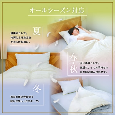 【シングル】洗える 羽毛布団 掛け布団 オールシーズン ダウン増量 完全国内生産 綿100%