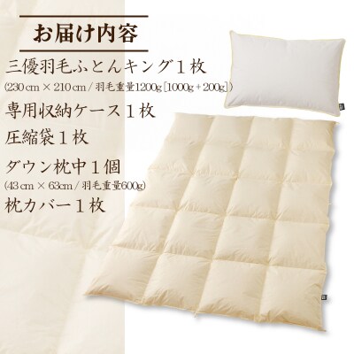 【国内ホテル・旅館70%シェア】寝具2点セット(キング)国産 羽毛掛け布団 枕 綿100% ふとん