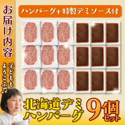 北海道デミハンバーグ1食200g 9セット 北海道 冷凍 個包装 小分け
