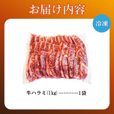 牛ハラミ 1kg×1袋 | 牛肉 ビーフ 厚切り スライス 熟成 冷凍 大容量 焼肉 滝川市