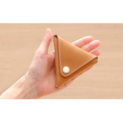 牛革 三角コインケース (小銭入れ) ナチュラル | 本革 レザー 革製品 小物入れ 男女兼用