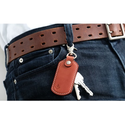牛革 シンプルキーホルダー ブラウン | 本革 レザー 革製品 鍵 ナスカン 男女兼用