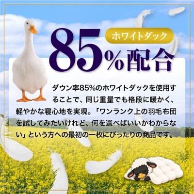 【ダブル】ダック85% 羽毛布団 本掛け 冬用 360dp以上 ホテル仕様 完全国内生産