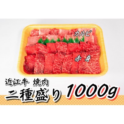 【2024年9月上旬発送】近江牛焼肉用 計1kg 赤身500g カルビ500g セット 二種盛り